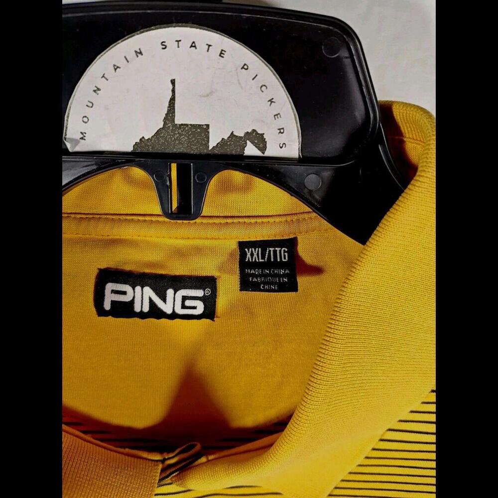 Ping Golf Polo Men's Size 2XL Yellow With Black Stripes Hollow Creek Club - Picture 5 of 6